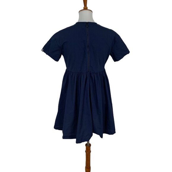 Hello Navy Fit And Flare Dress 6 Short Sleeve Back Zip Cottagecore Retro - Picture 5 of 9